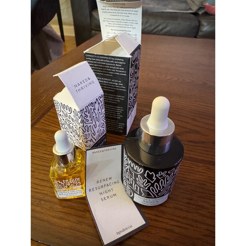 Naked & Thriving Skincare Set: Renew Serum & Rejuvenate Face Oil New in Box